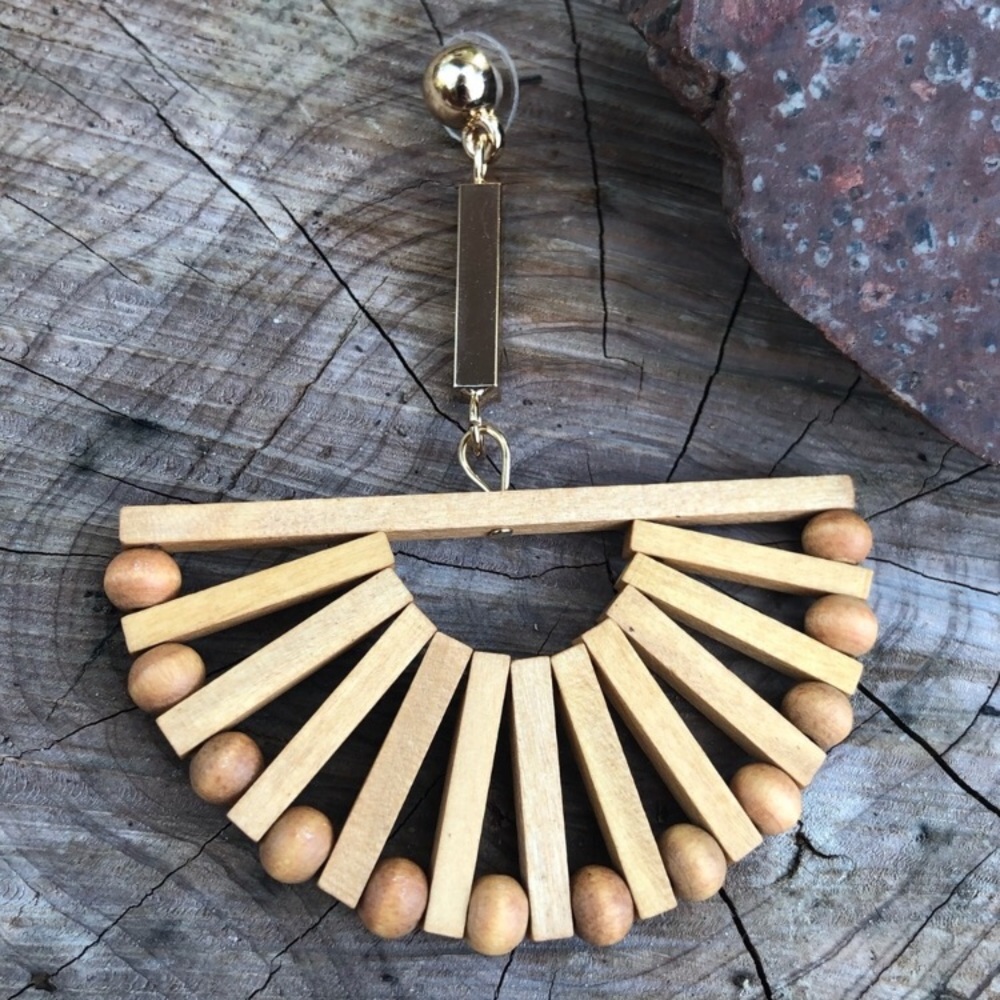 🌿Handmade Bamboo Half Windmill Earrings!☀️ - Picture 7 of 8